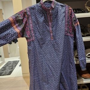 XiRENA Purple and Red Dress With Belt